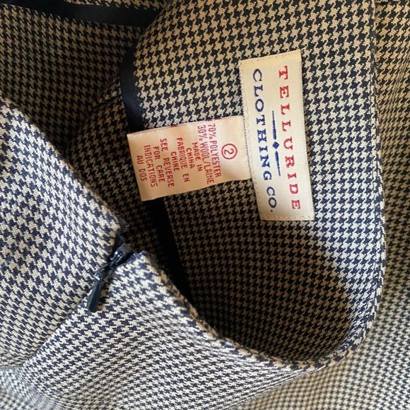 Telluride clothing co houndstooth skirt size 2 wool blend black/tan a line aline - Picture 5 of 5
